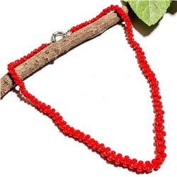NATURAL RED CORAL GEMSTONE NECKLACE