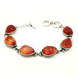 CARNELIAN GEMSTONE SILVER PLATED BRACELET