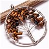 Image 1 : TIGER'S EYE GEMSTONE TREE OF LIFE CHARM SILVER PLATED PENDANT JEWELRY
