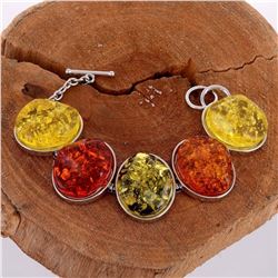 BALTIC AMBER GEMSTONE SILVER PLATED HANDMADE BRACELET