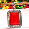 Image 1 : RED TURQUOISE GEMSTONE SILVER PLATED PENDANT
