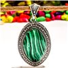 Image 1 : MALACHITE GEMSTONE SILVER PLATED PENDANT