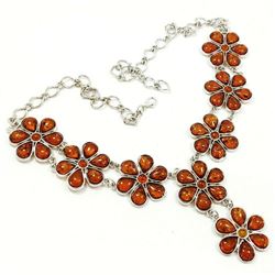 BALTIC AMBER GEMSTONE SILVER PLATED BLUE NECKLACE