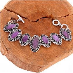 AMETHYST GEMSTONE SILVER PLATED HANDMADE BRACELET