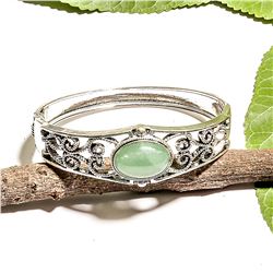 JADEITE GEMSTONE SILVER PLATED  BRACELET BANGLE