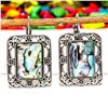 Image 2 : ABALONE SHELL GEMSTONE SILVER PLATED LEVER BACK EARRING 1.5"