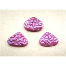 Beautiful Hand Carved Ruby Pear Shape Gemstone 3 Piece Lot
