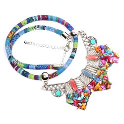 Multicolored Gemstone Silver Plated Necklace