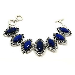 LAPIS LAZULI GEMSTONE SILVER PLATED BRACELET