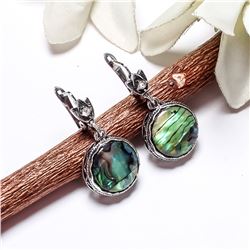 ABALONE SHELL GEMSTONE SILVER PLATED LEVER BACK EARRINGS
