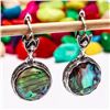 Image 2 : ABALONE SHELL GEMSTONE SILVER PLATED LEVER BACK EARRINGS