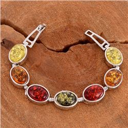 BALTIC AMBER GEMSTONE SILVER PLATED HANDMADE BRACELET