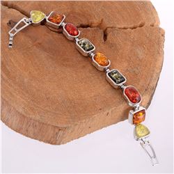 BALTIC AMBER GEMSTONE SILVER PLATED HANDMADE BRACELET