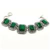 Image 1 : MALACHITE GEMSTONE SILVER PLATED BRACELET