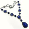 Image 1 : LAPIS LAZULI GEMSTONE SILVER PLATED BLUE NECKLACE