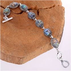 ABALONE SHELL GEMSTONE SILVER PLATED HANDMADE BRACELET