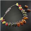 Image 1 : BALTIC AMBER GEMSTONE SILVER PLATED HANDMADE NECKLACE WITH EARRINGS