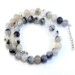 Natural Black Rutilated Quartz Gemstone 10 mm Round Beads Necklace Jewelry 16"