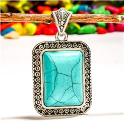 TURQUOISE GEMSTONE SILVER PLATED PENDANT