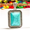 Image 1 : TURQUOISE GEMSTONE SILVER PLATED PENDANT