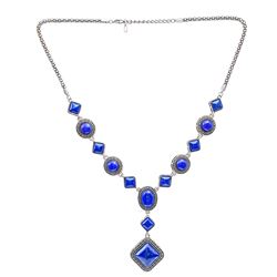 LAPIS LAZULI GEMSTONE SILVER PLATED BLUE NECKLACE