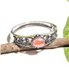 Image 1 : PINK AGATE GEMSTONE SILVER PLATED  BRACELET BANGLE