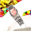 Image 2 : PINK AGATE GEMSTONE SILVER PLATED  BRACELET BANGLE