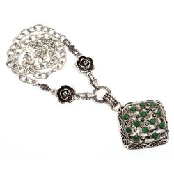 Emerald Quartz Gemstone Silver Plated Necklace
