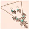 Image 2 : TURQUOISE GEMSTONE SILVER PLATED HANDMADE NECKLACE WITH EARRINGS