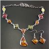 Image 2 : BALTIC AMBER GEMSTONE SILVER PLATED HANDMADE NECKLACE WITH EARRINGS