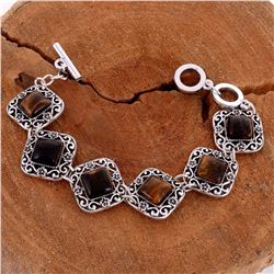 TIGER'S EYE GEMSTONE SILVER PLATED HANDMADE BRACELET