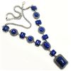 Image 1 : LAPIS LAZULI GEMSTONE SILVER PLATED BLUE NECKLACE