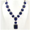 Image 2 : LAPIS LAZULI GEMSTONE SILVER PLATED BLUE NECKLACE