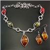 Image 1 : BALTIC AMBER GEMSTONE SILVER PLATED HANDMADE NECKLACE WITH EARRINGS