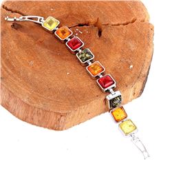 BALTIC AMBER GEMSTONE SILVER PLATED HANDMADE BRACELET