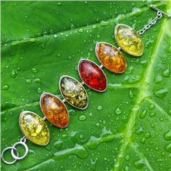 BALTIC AMBER GEMSTONE SILVER PLATED BRACELET