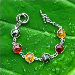 BALTIC AMBER GEMSTONE SILVER PLATED BRACELET