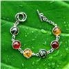 Image 1 : BALTIC AMBER GEMSTONE SILVER PLATED BRACELET