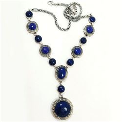 LAPIS LAZULI GEMSTONE SILVER PLATED BLUE NECKLACE