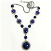 Image 1 : LAPIS LAZULI GEMSTONE SILVER PLATED BLUE NECKLACE