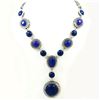 Image 2 : LAPIS LAZULI GEMSTONE SILVER PLATED BLUE NECKLACE