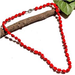NATURAL RED CORAL GEMSTONE NECKLACE