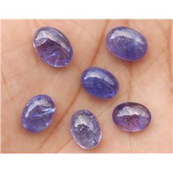 Tanzanite Gemstone 8x10mm Oval Cabochon Loose 6 Pieces Lot
