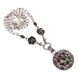 Multi Gemstone Silver Plated Necklace
