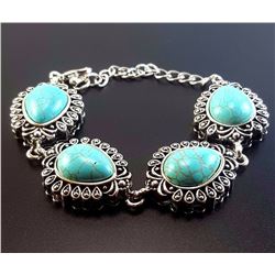 Turquoise Gemstone Silver Plated Handmade Bracelet
