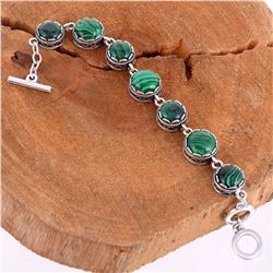 MALACHITE GEMSTONE SILVER PLATED HANDMADE BRACELET