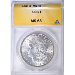 1881 MORGAN DOLLAR ANACS MS-63