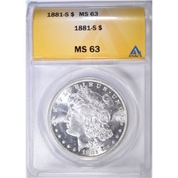 1881-S MORGAN DOLLAR ANACS MS-63