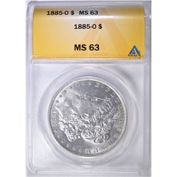 1885-O MORGAN DOLLAR ANACS MS-63