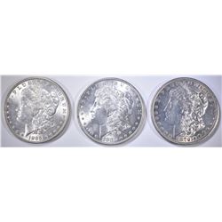 3-MORGAN DOLLARS, UNC